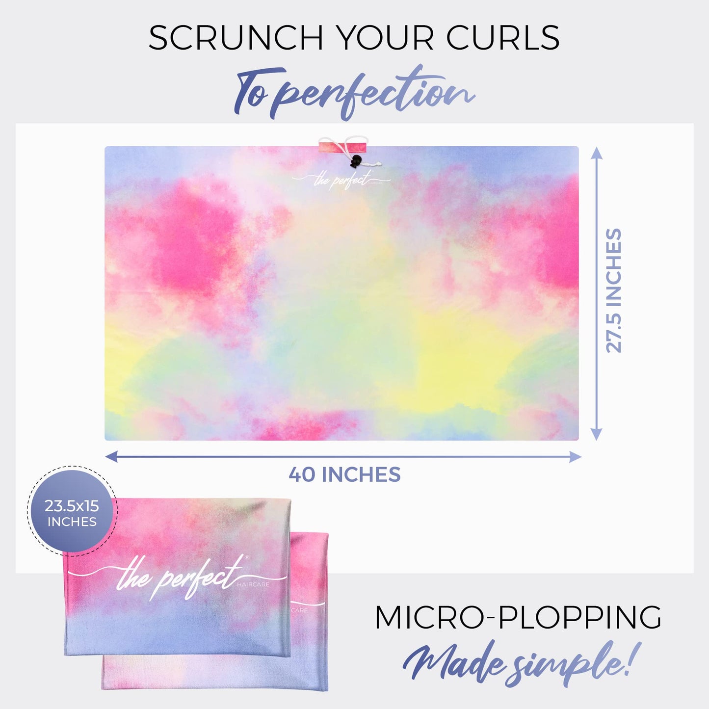 THE PERFECT HAIRCARE Microfiber Hair Plopping Towel Set – Super Absorbent Anti-Frizz Hair Drying Wrap + 2 Curl Scrunching Towels – Fast Drying, Lightweight Wrap for Women, Girls & All Hair Types