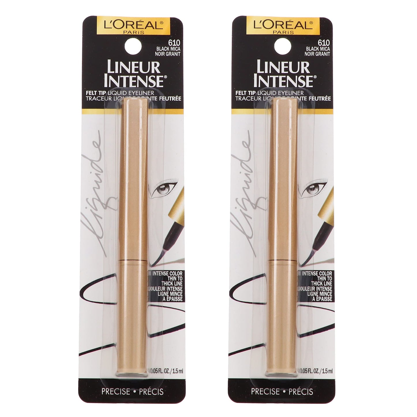 L'Oreal Paris Lineur Intense Pro Felt Tip Liquid Eyeliner, Carbon Black [690] 0.05 oz (Pack of 3)