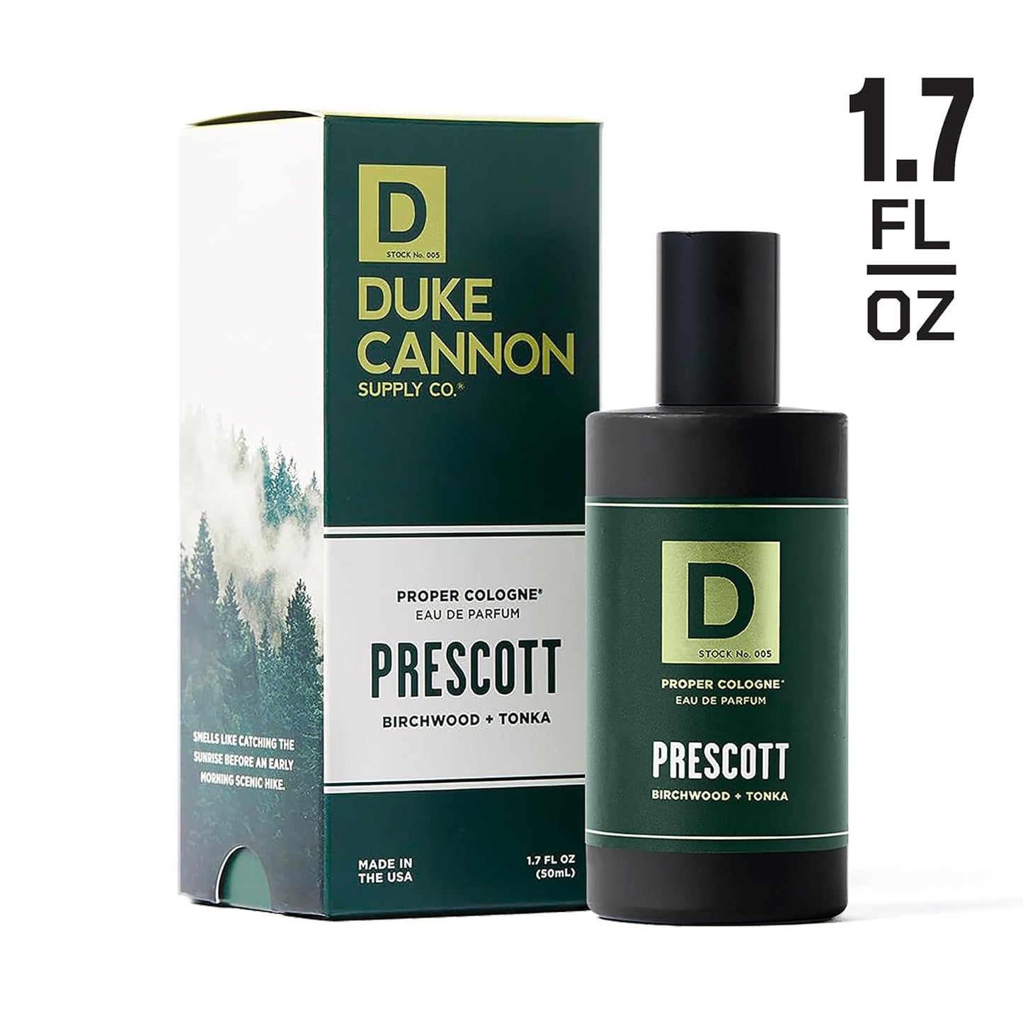 Duke Cannon Proper Cologne - Men's Eau de Parfum with Birchwood & Tonka | Woodsy, Long-Lasting Scent | 1.7 fl oz