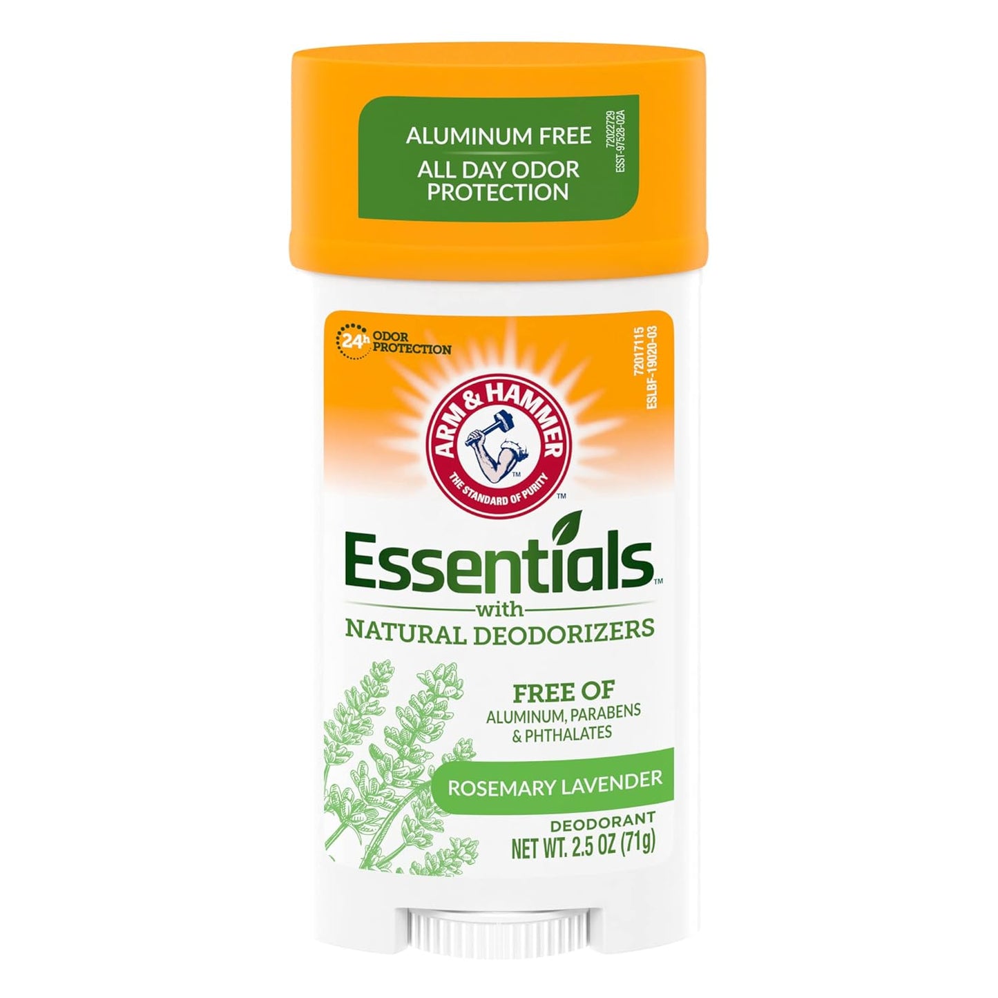 ARM & HAMMER Essentials Deodorant - Natural Rosemary Lavender Wide Stick | 2.5oz (Pack of 6) - Aluminum & Paraben Free