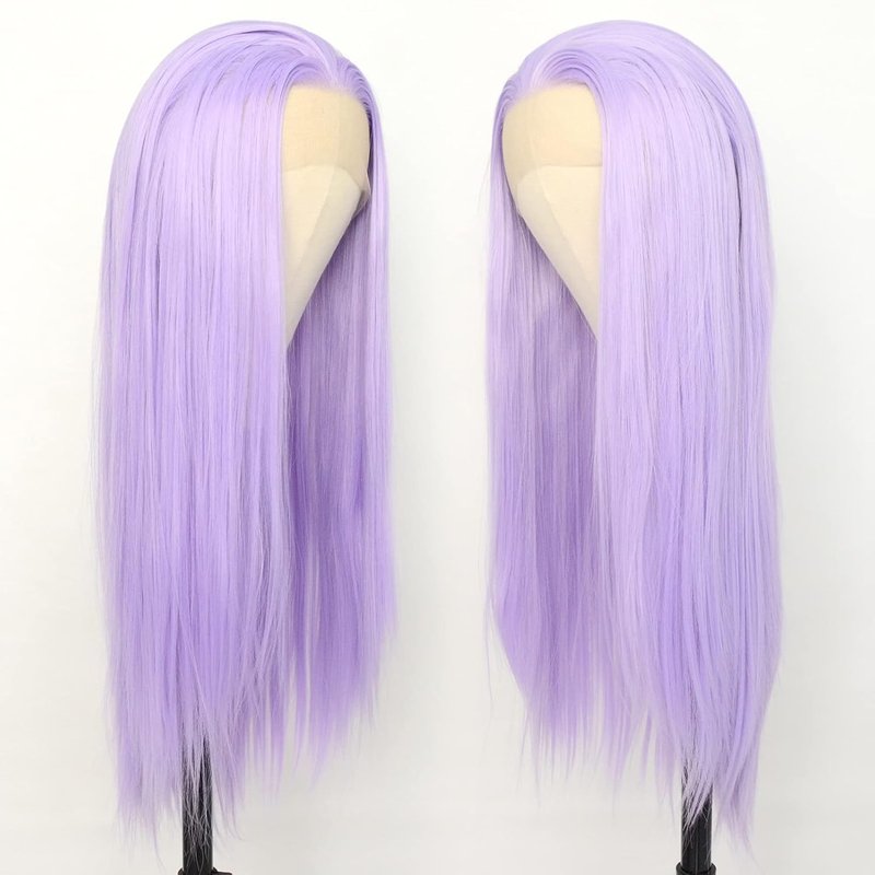 Lavender Purple Lace Front Wig - Straight Synthetic Heat Resistant Hair | 22 Inch Cosplay & Daily Wear