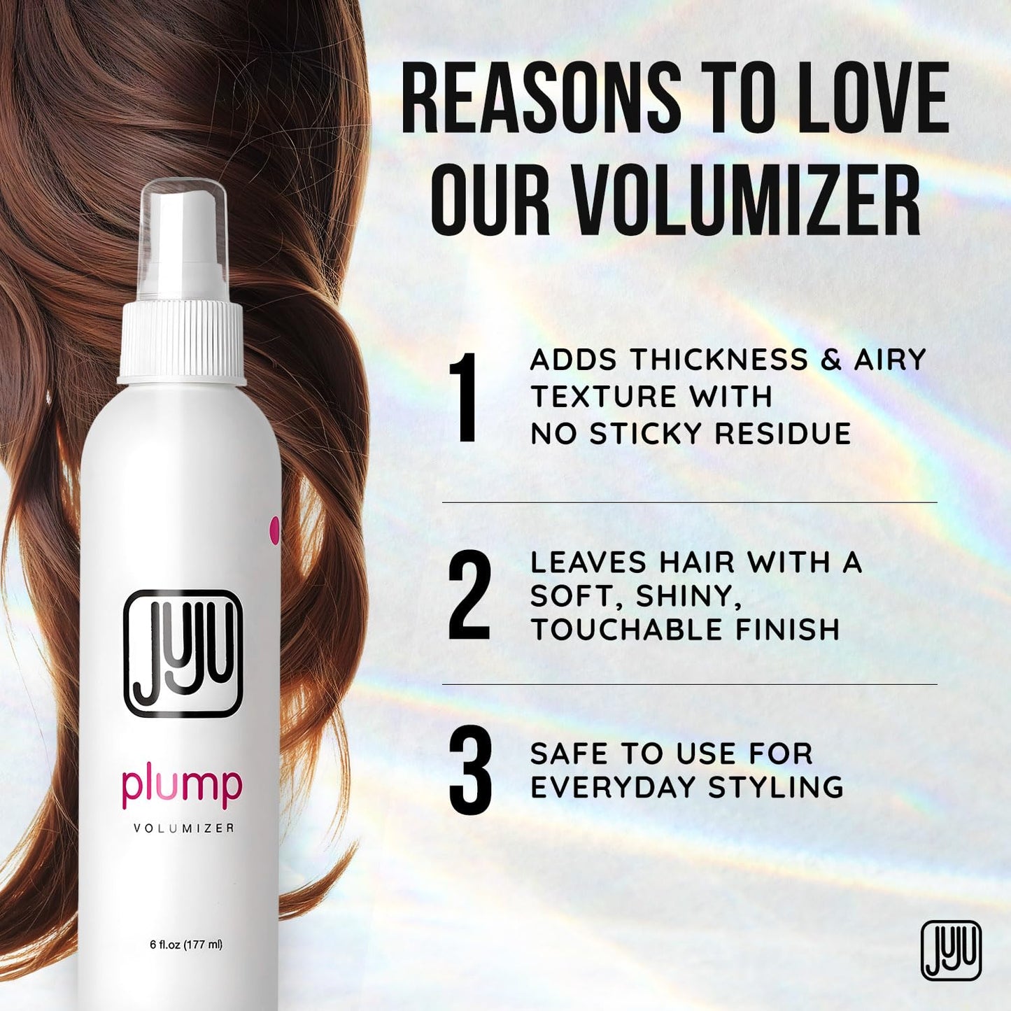 Juju Plump Hair Volumizing Spray - Fragrance-Free 6 Fl Oz | Lightweight Volume for Medium to Fine Hair