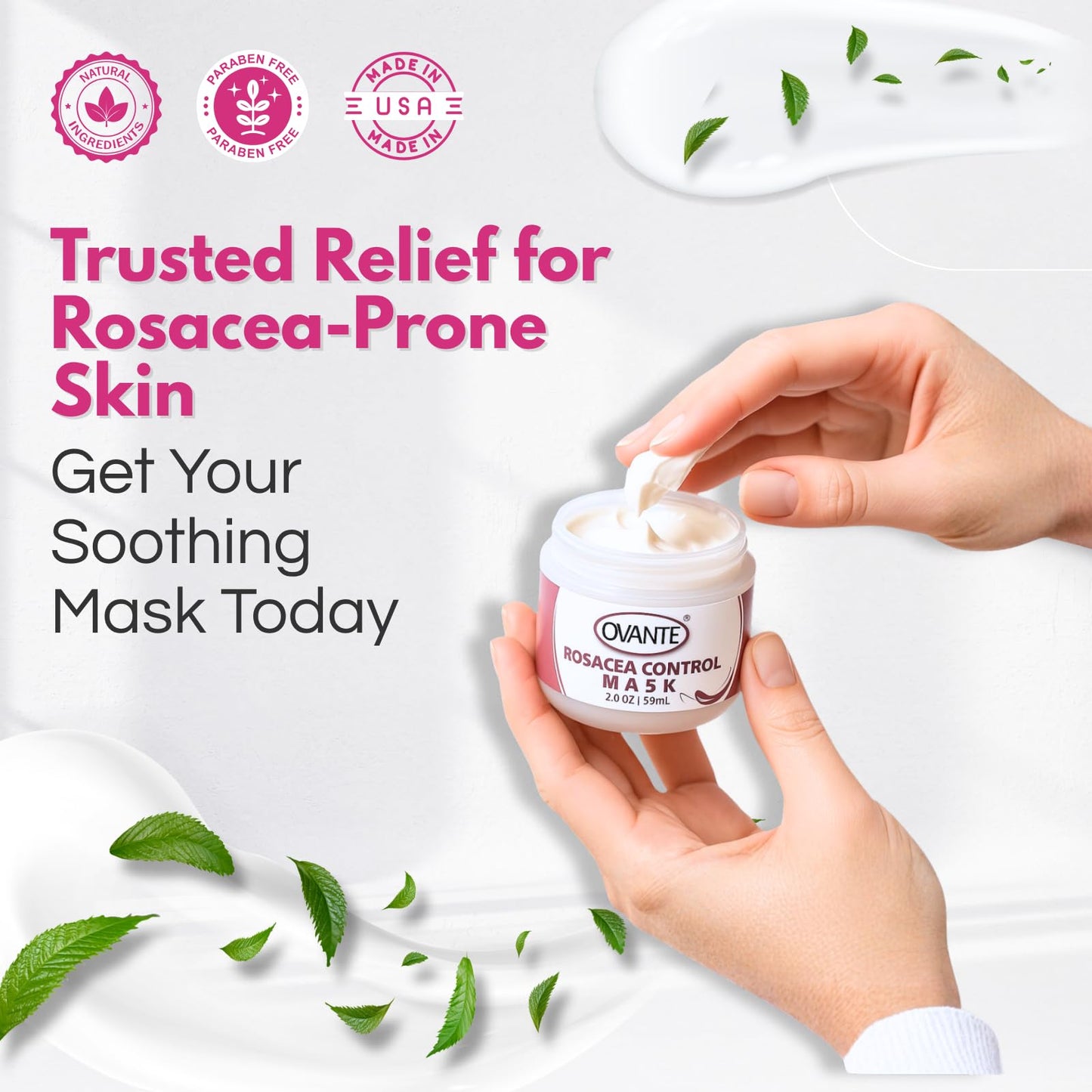 OVANTE Soothing Cooling Face Mask for Rosacea & Demodex - 2.0 oz