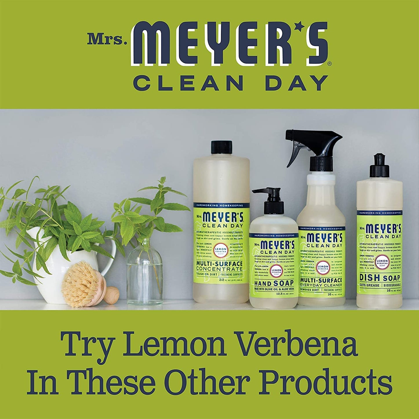 Mrs. MEYER'S CLEAN DAY Hand Lotion for Dry Hands, Non-Greasy Moisturizer Made with Essential Oils, Lemon Verbena 12 Fl Oz (Pack of 3)