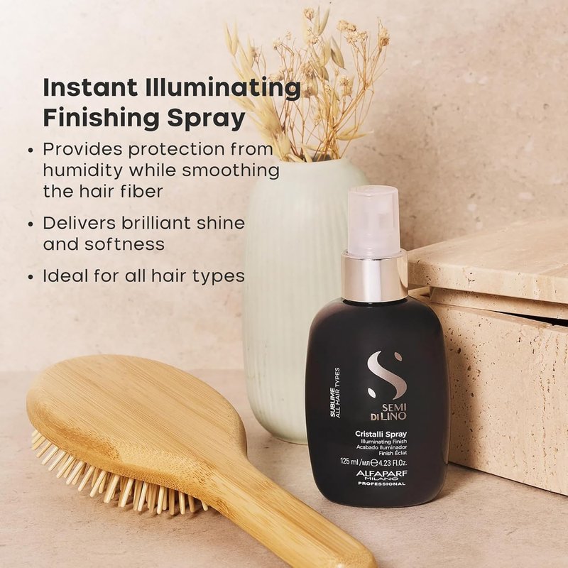 ALFAPARF MILANO Hair Oil Serum & Cristalli Spray Set - Shine Enhancing Frizz Control | Vitamin E Infused
