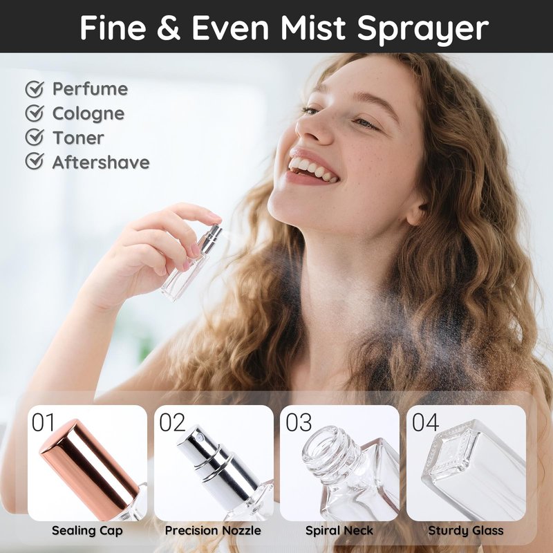 Segbeauty 60pcs 0.1oz Mini Atomizer Sprayer for Perfume, Small Travel Cologne Sprayer with Perfume Transfer Tool, 3ml Bulk Glass Cologne Atomizer Spray Bottle, Glass Travel Refill Bottles with Pump