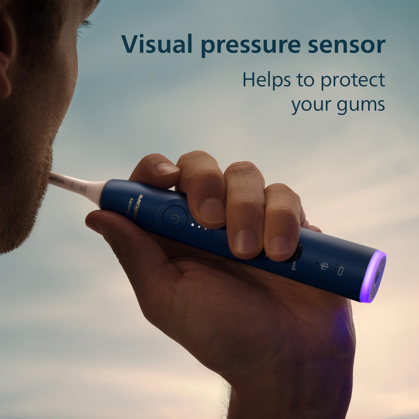 Philips Sonicare 7300 Series Electric Toothbrush - Next-Generation Sonicare Technology, Pressure Sensor, 12 Brushing Settings, SmarTimer, 21-Day Runtime, Travel Case, Navy Blue, HX7423/05