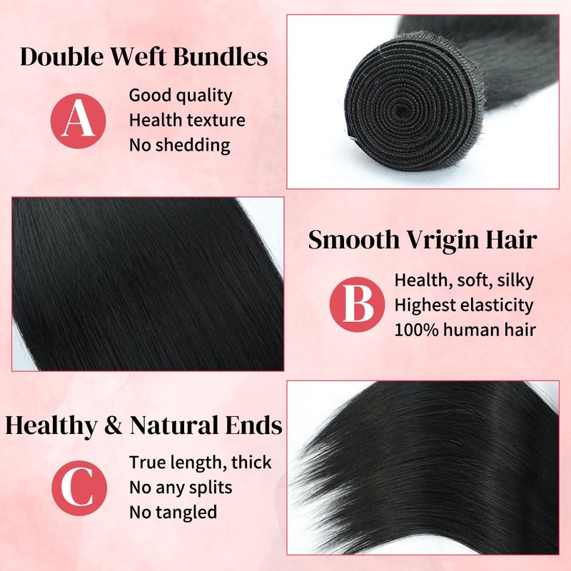 18 Inch One Bundle Human Hair Straight Bundles Human Hair 100% Unprocessed Brazilian Virgin Human Hair Bundles Natural Black