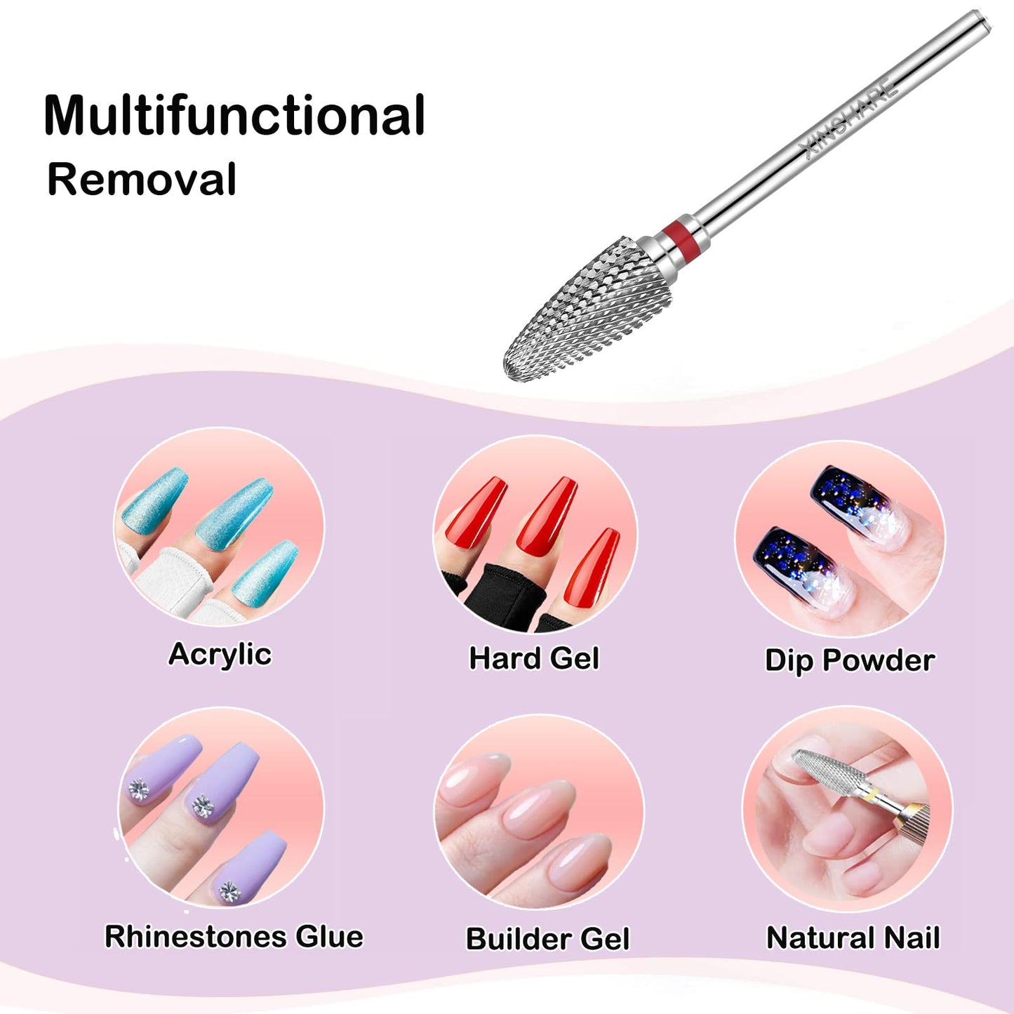 Xinshare Nail Drill Bits 3/32" Carbide Professional Safety Tungsten Nail File Cone Drill Bit for Acrylic Nail Gel Cuticle cleaner Manicure Pedicure Nail Polishing, Beginner Salon,Fine