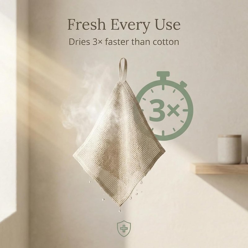 Linen Exfoliating Washcloths - 100% Flax Linen Face Towels | 12x12-Inch 4-Pack for Gentle Skin Care