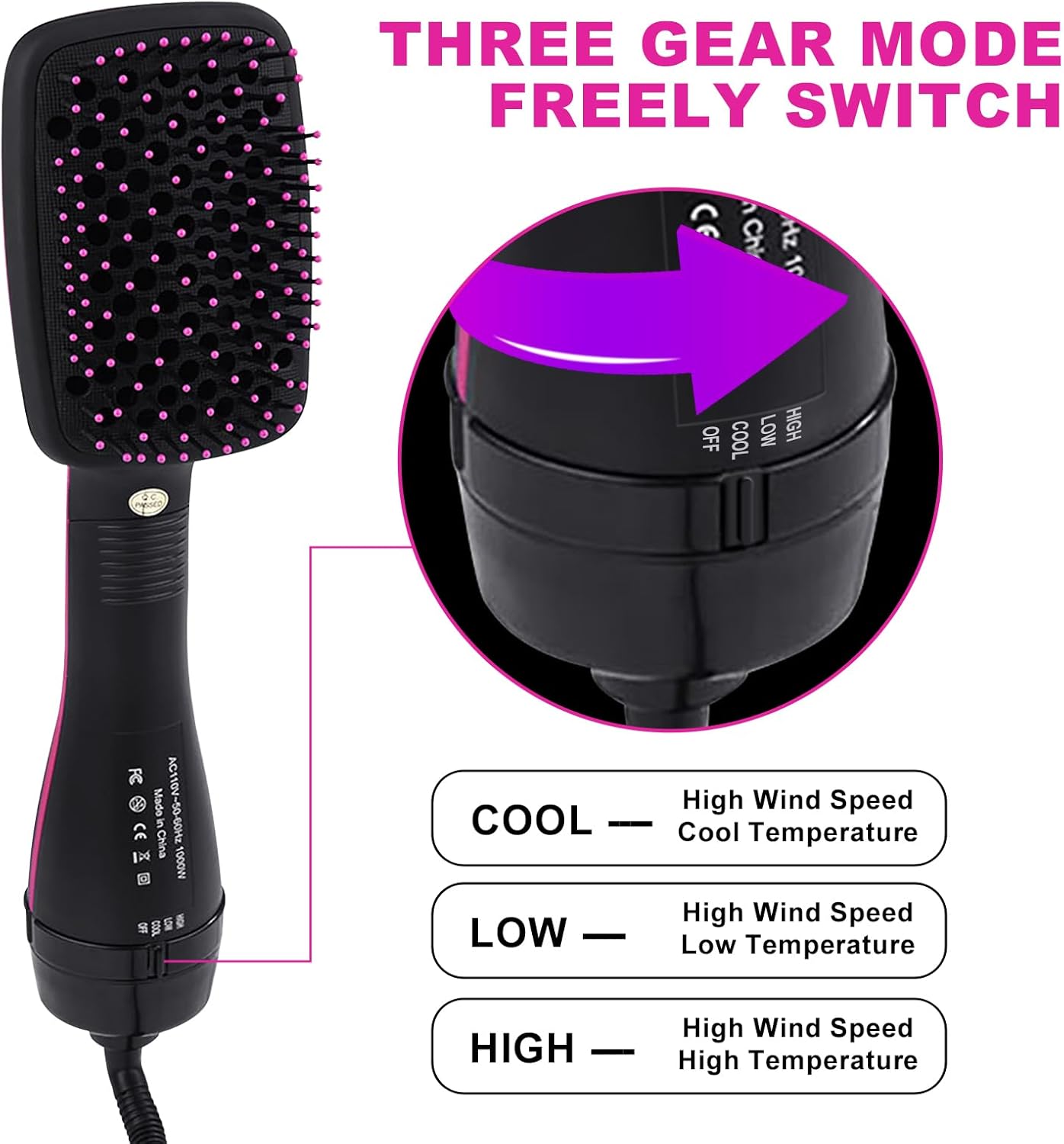 2 in 1 Hair Dryer & Styler - One Step Brush Straightener with Negative Ion Technology | Fast Drying & Smoothing