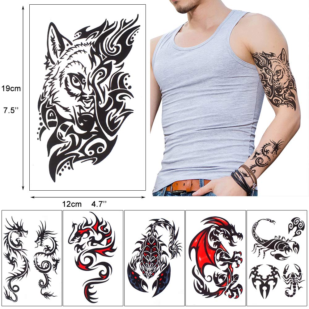 GLARYYEARS 18-Sheet Realistic Fake Tattoos for Men & Teens