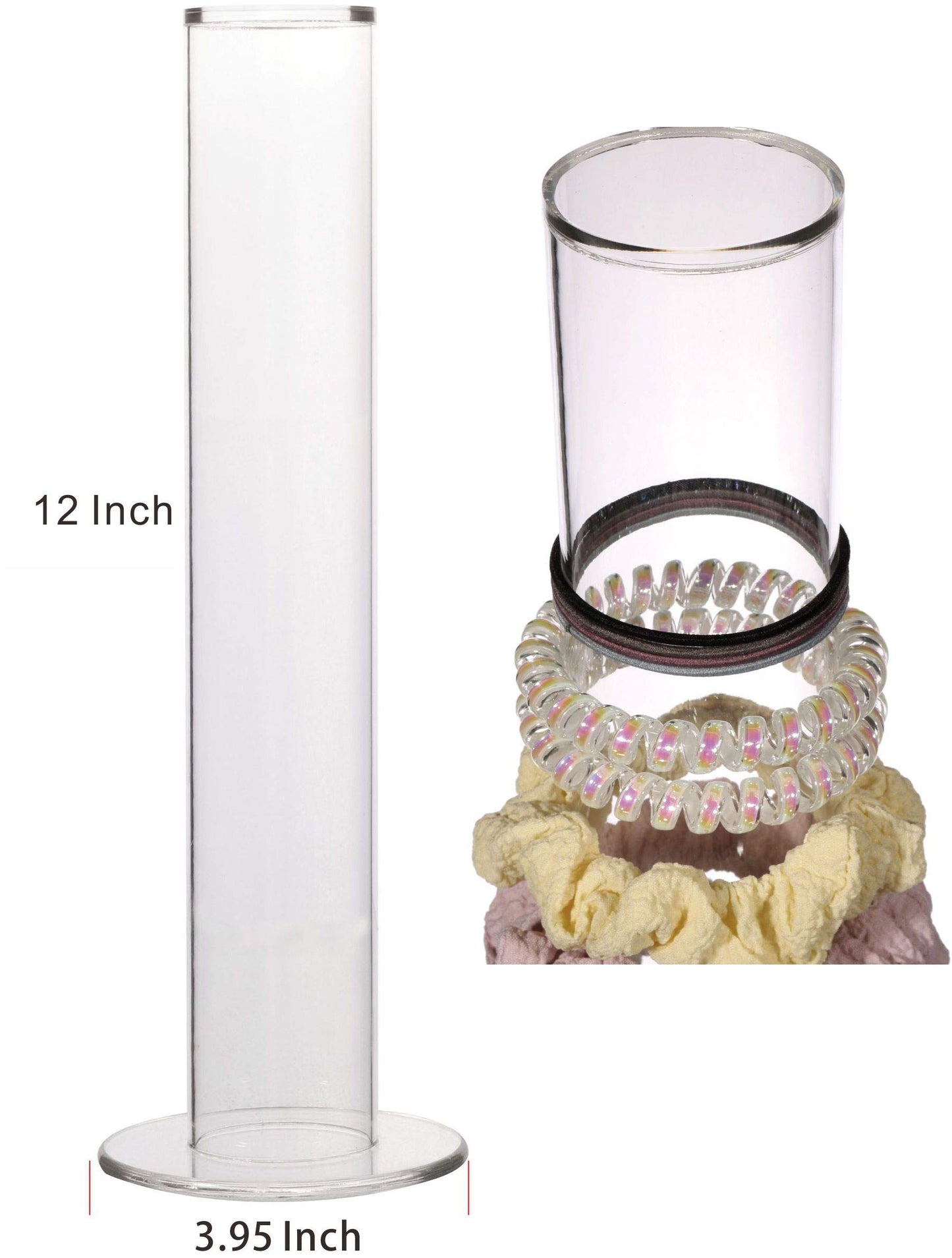 Cq acrylic Acrylic Ponytail and Scrunchie Holder Stand,Girls Bracelet Display Rack, Hair Scrunchy Holder, Vertical Bracelets and Scrunchies Holders,12 Inch High (Pack of 2)