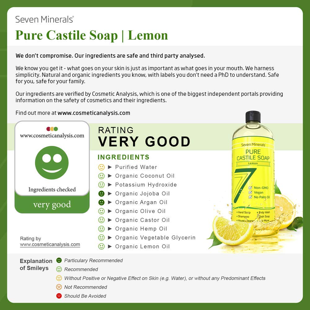 Seven Minerals Sweet Orange Castile Soap & Lemon Castile Soap (33.8 fl oz)