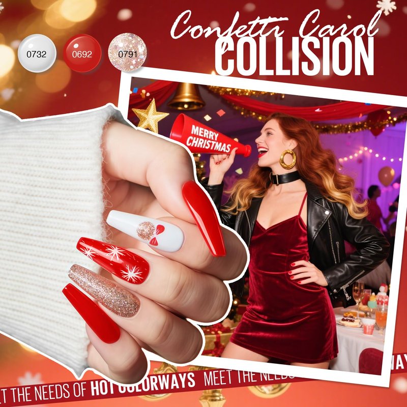 Mefa Christmas Gel Nail Polish Kit - 46 Pcs with 42 Colors, Base & Top Coats | DIY Nail Art Set for Beginners