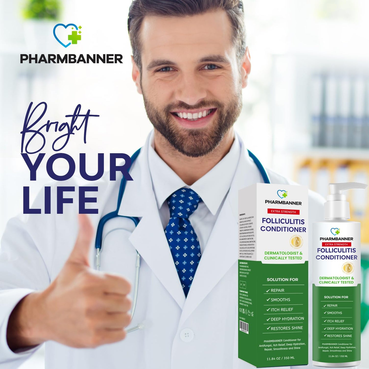 PHARMBANNER Anti-Dandruff Shampoo & Conditioner: Tea Tree Oil & Moroccan Argan Oil - Deep Hydration & Repair - Nourishes, Smooths, Restores Shine - Safe for Dry or Damaged Hair