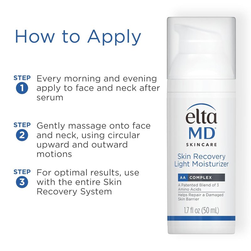 EltaMD Skin Recovery Moisturizer - Oil-Free Hydrating Cream for Dry & Acne-Prone Skin | 1.7 oz Pump