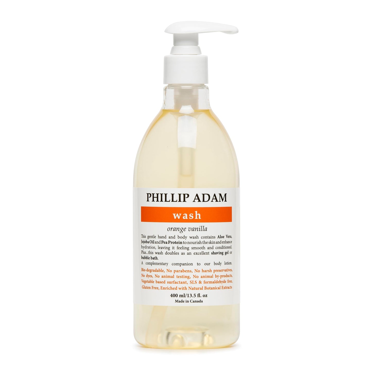 Phillip Adam Orange Vanilla Hand and Body Wash for All Skin Types - Nourishing and Moisturizing - Gentle and Sulfate Free - 13.5 Fl Oz