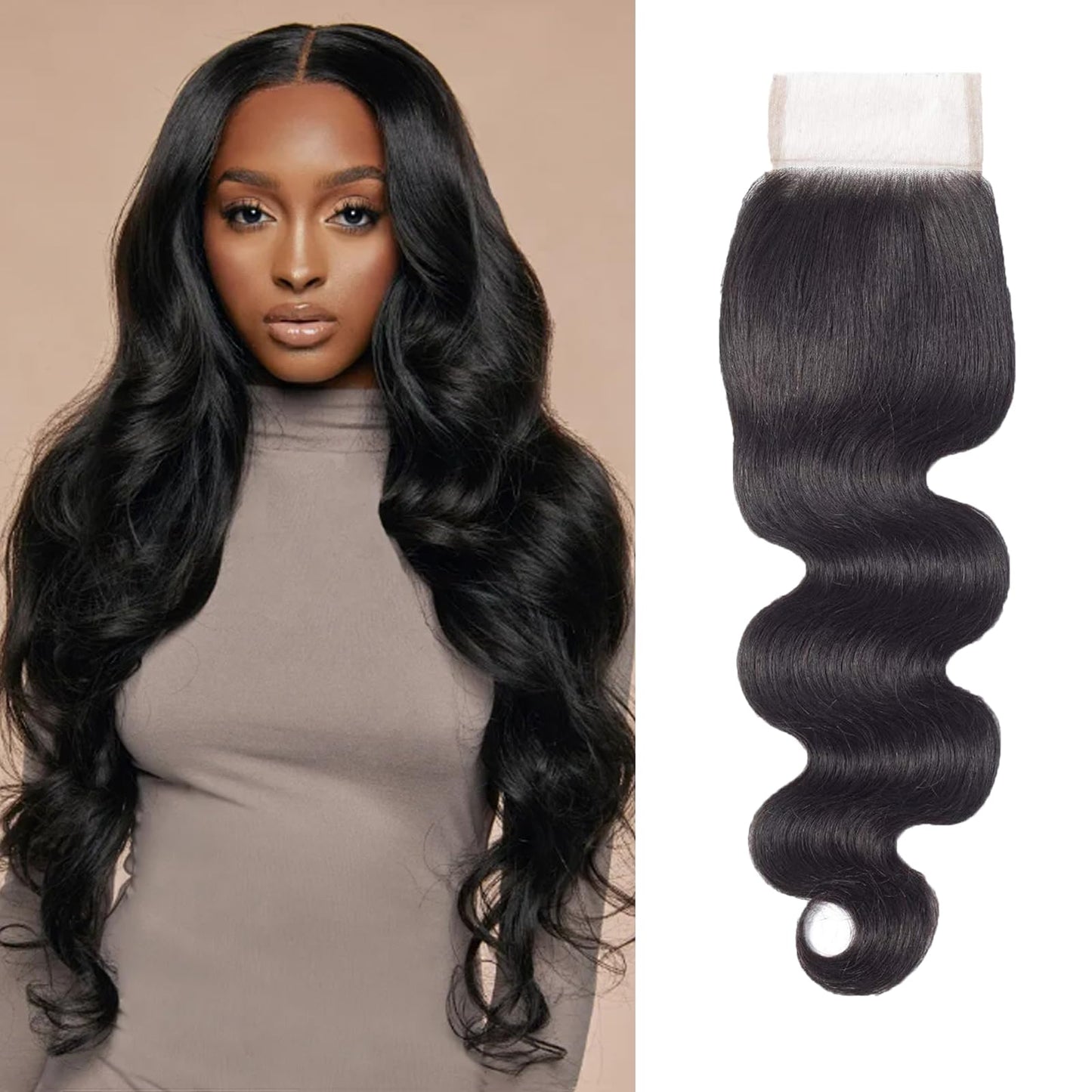 4x4 Human Hair Lace Closure Body Wave HD Lace Closure 18 Inch Free Part 100% Unprocessed Brazilian Virgin Human Hair Closure Hd Transparent Closure 150% Density Pre Plucked Natural Black