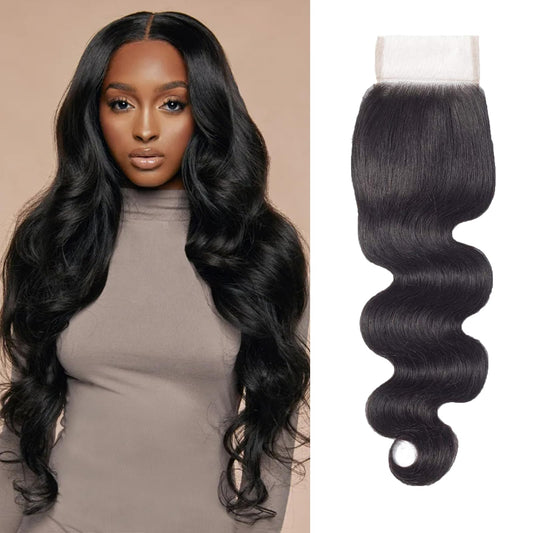 4x4 Human Hair Lace Closure Body Wave HD Lace Closure 18 Inch Free Part 100% Unprocessed Brazilian Virgin Human Hair Closure Hd Transparent Closure 150% Density Pre Plucked Natural Black