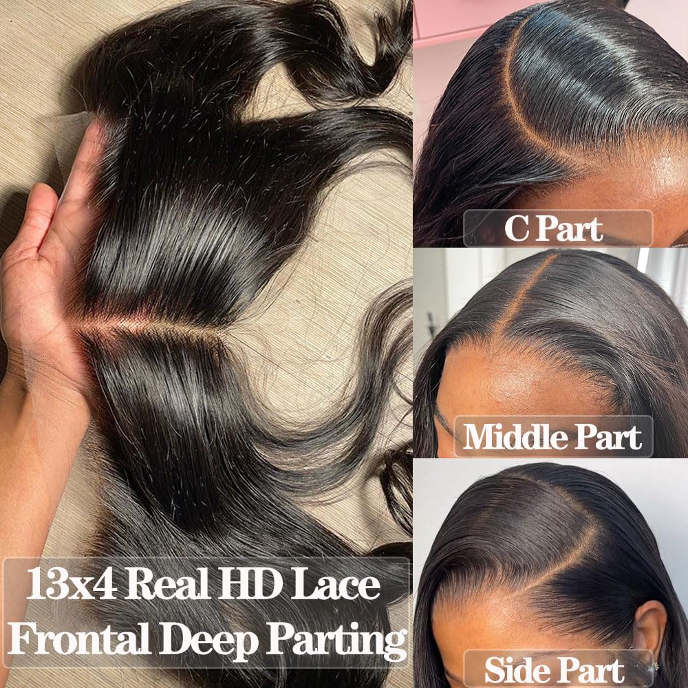 Body Wave 0.095mm Real HD 5x5 Lace Closure Invisible and Breathable Real HD Lace Closure 100% Human Hair with Tiny Single Knots Full Density Hair Natural Hairline (12inches)