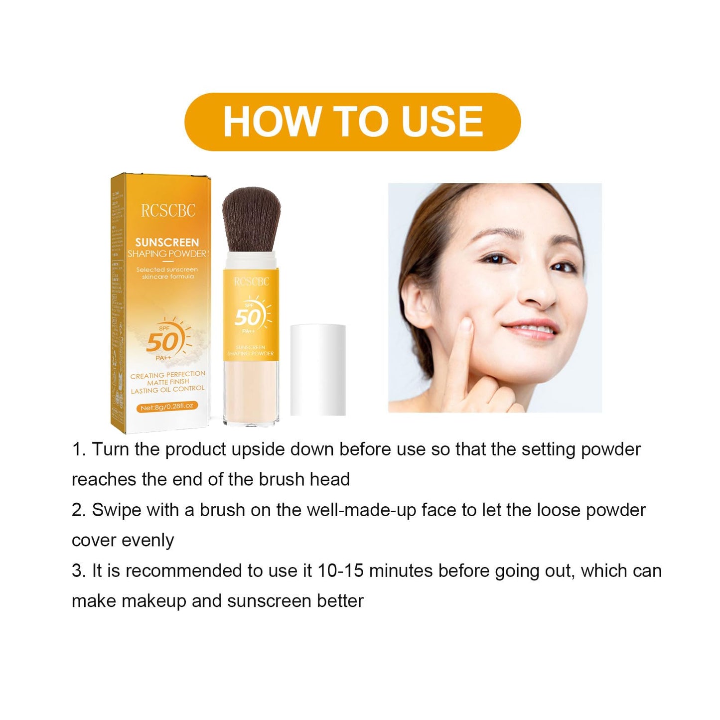 Powder sunscreen for face， SPF 50 Brush Sunscreen Powder for Face & Scalp,Lasting Lightweight Breathable, for All Skin