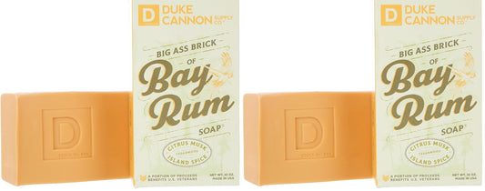 Duke Cannon Supply Co. Big Brick of Bay Rum Soap, 10 oz - Superior Grade Men's Soap with Aromatic Summer Scent of Citrus Musk, Cedarwood and Island Spice (Pack of 2)