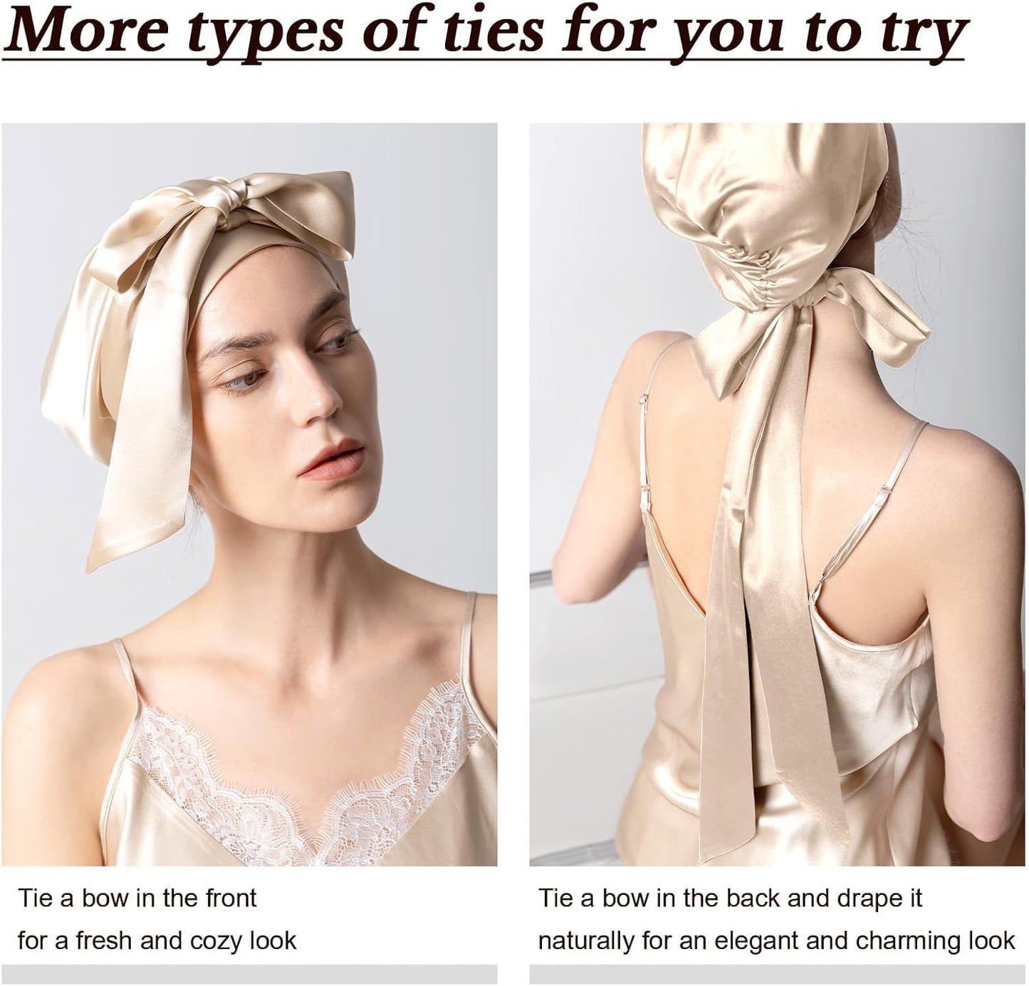 Mulberry Silk Bonnet for Sleeping | 22 Momme Grade-6A Hair Wrap for Short & Long Curly Hair