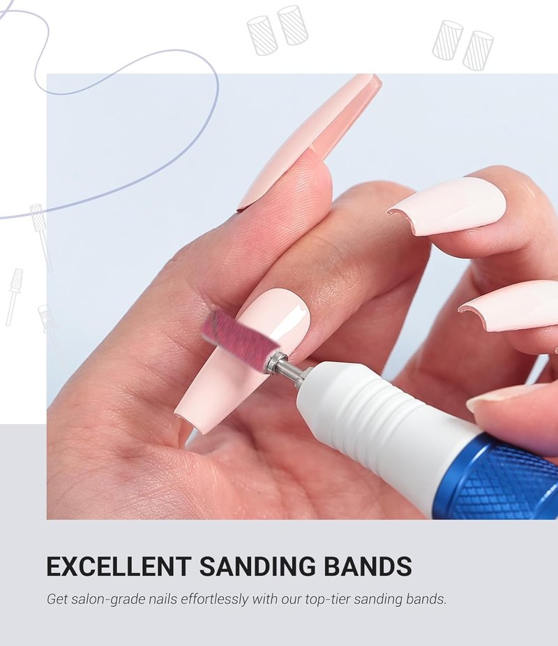 100pcs Small Sanding Bands for Nail Drill | 180 Grit Nail File Attachments with 3.1mm Mandrel Bit - Pink