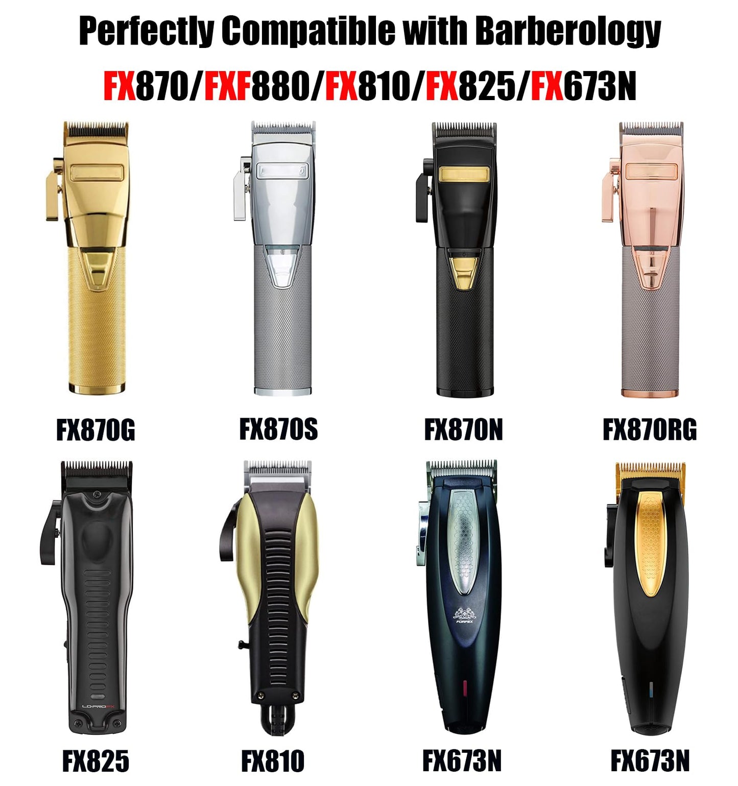 Amorka FX801R Replacement Blades for FX870 Clippers, Replacement Clipper Blades Compatible with Barberology FX870/FXF880/FX810/FX825/FX673N, Silver