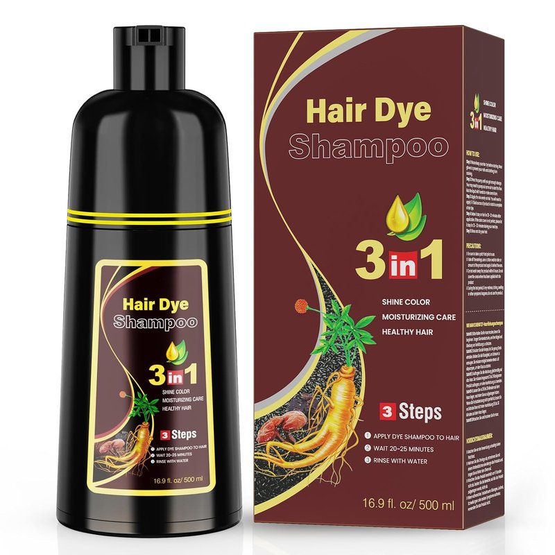 Dark Brown Hair Dye Shampoo - 3 in 1 Gray Hair Coverage for Men & Women | Nourishing Formula