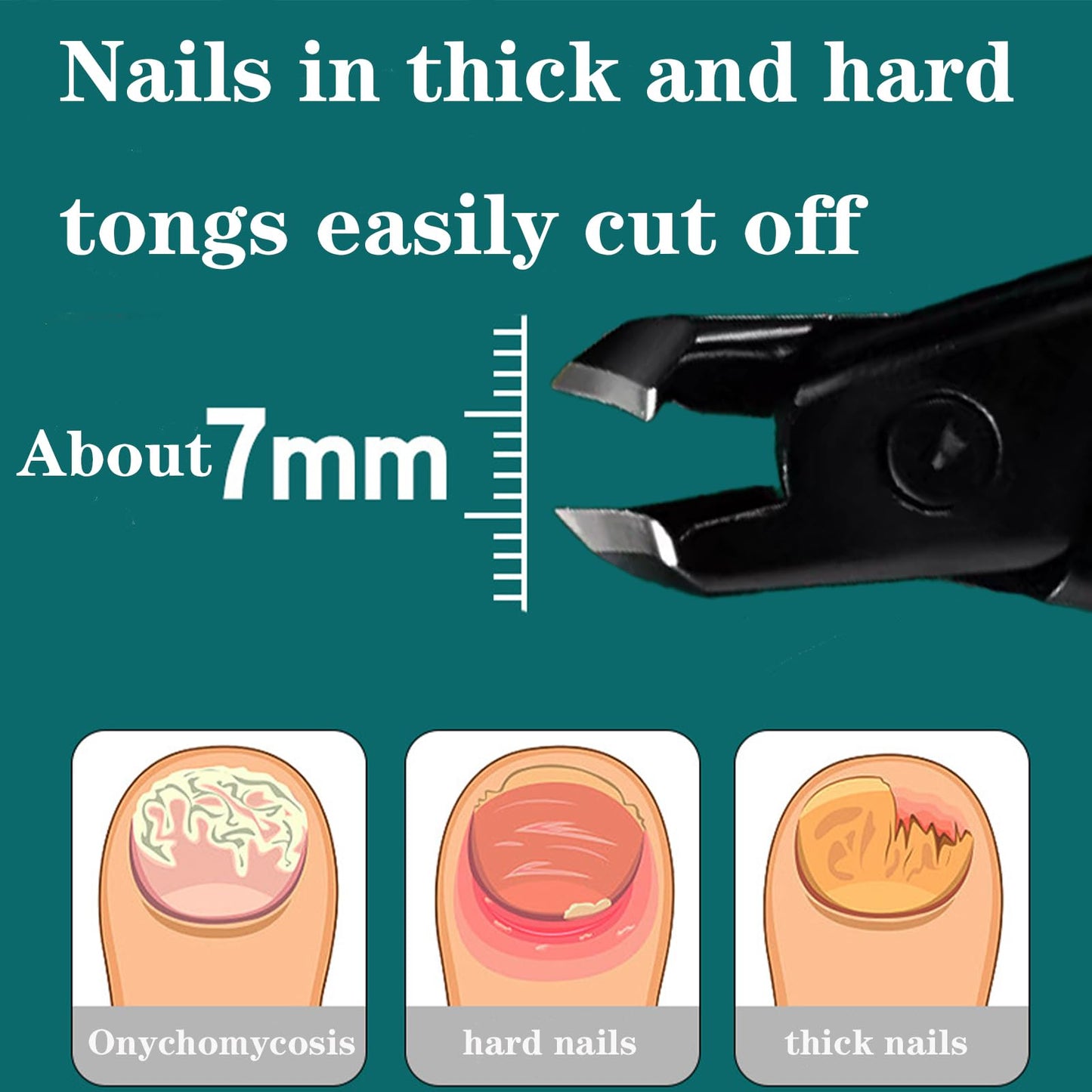 5 pcs Set Thick Hard 2 Nail Clipper(Flat and Bevel,Nano-Glass Nail Files,ingrown Nail Lifter,Nail Buffer, Long Handle Adult toenails Stainless Steel Large Opening Pliers Head Large Nail Clippers