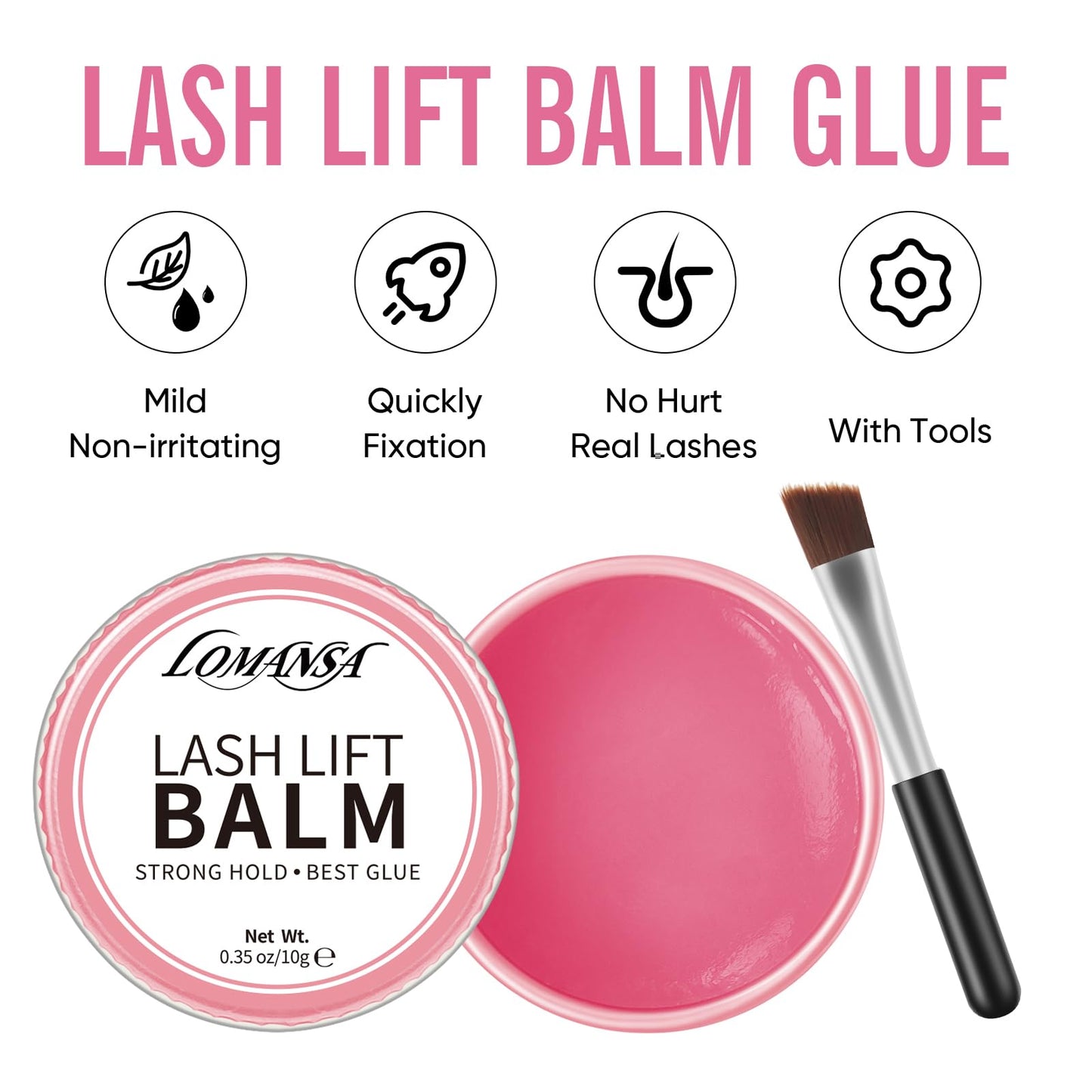 Lomansa Lash Lift Glue Korean Lash Lift Balm Glue Eyelash Perm Balm Fruit Flavor Lifting Curling Gel for Lash Perm Kit 10g (Rose)