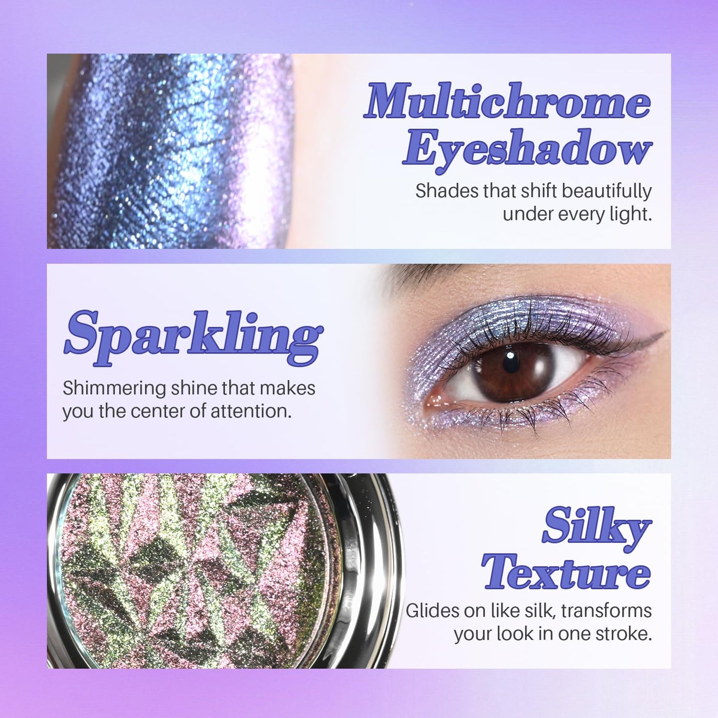 CHARMACY Multichrome Glitter Eyeshadow, Intense Color Shifting Creamy Eye Shadows, Highly Pigmented, Metallic Shimmer Eyeshadow #812