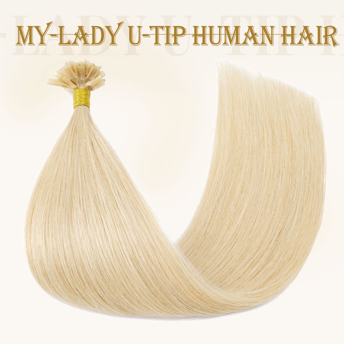 MY-LADY K Tip Hair Extensions Real Human Hair Platinum Blonde 16 Inch 50G 50Strands KTip U Tip Utip Keratin Bond Fusion Pre Bonded Straight Real Remy Hairpieces
