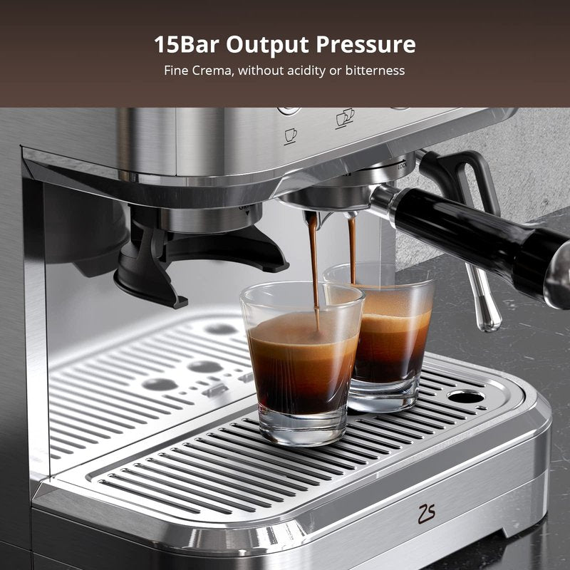 Takywep Professional Espresso Machine with Built-In Grinder and Milk Frother, 15 Bar Cappuccino and Latte Maker, Gift for Coffee Enthusiasts, Mom, Dad