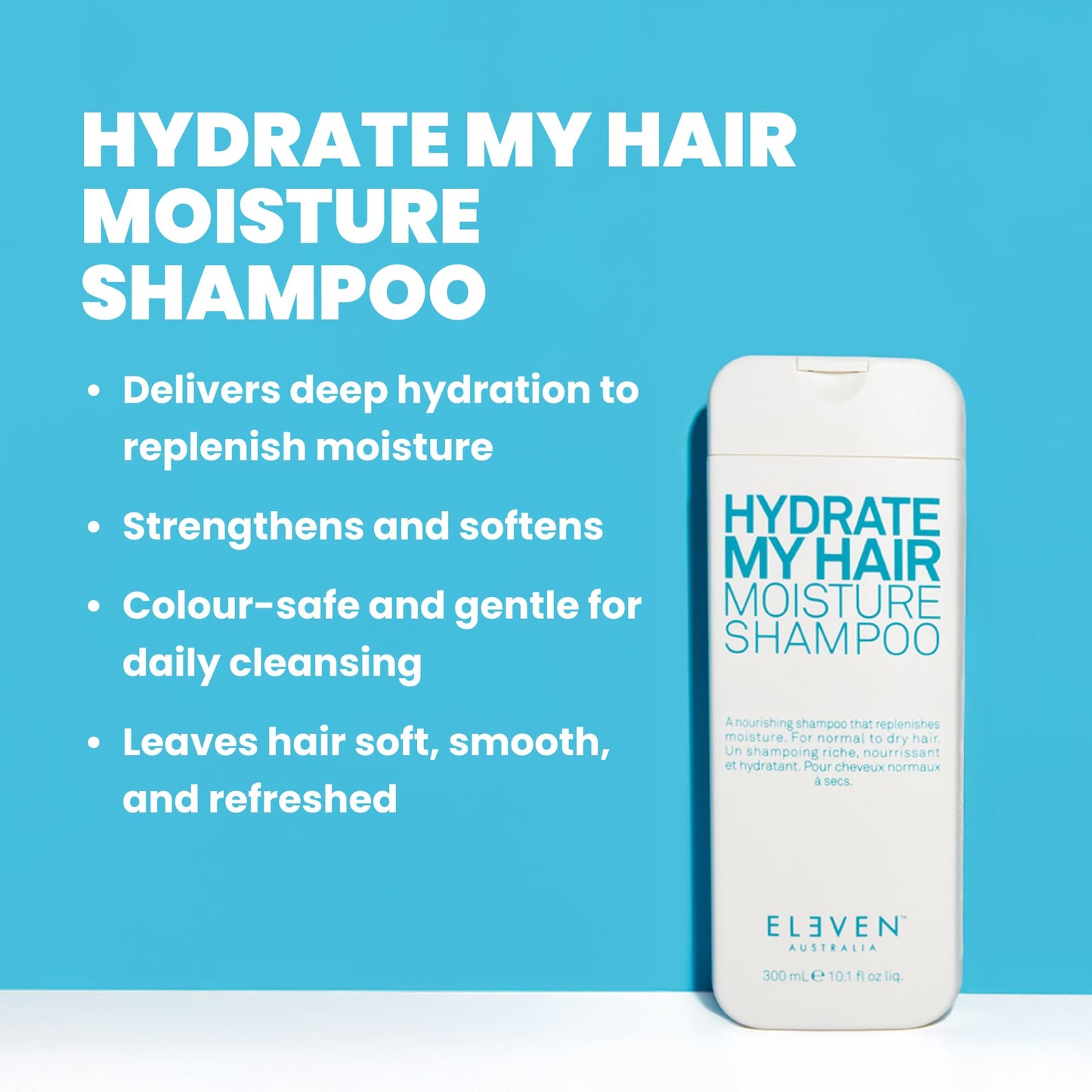 ELEVEN AUSTRALIA Hydrate My Hair Shampoo for Women & Men - Moisturizing, Color-Safe, Anti-Frizz, Nourishing Formula for Dry, Damaged Hair, Protects Against Heat & Environmental Damage - 10.1 fl oz