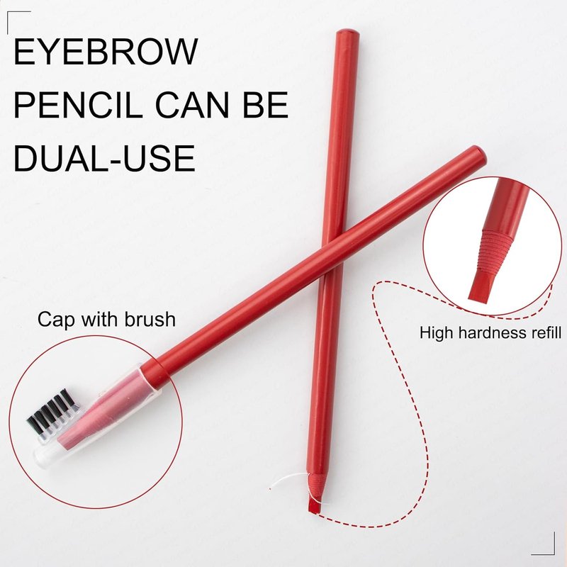Peel-Off Hard Brow Pencil Set - Waterproof Eyebrow Mapping Tool for Precise Shaping | 5 Colors: Black, White, Brown, Red