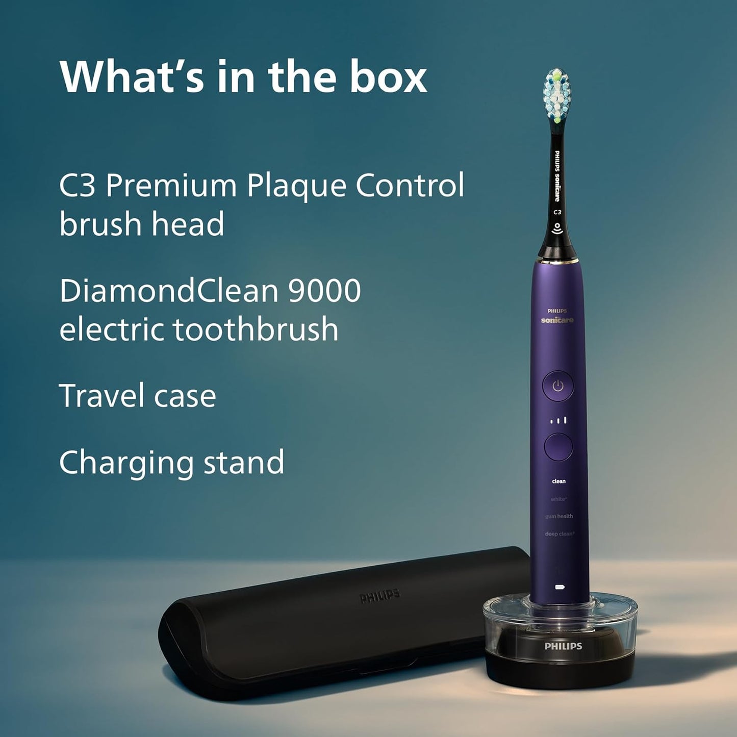 Philips Sonicare DiamondClean 9000 Electric Toothbrush - Smart Sonic Technology, 12 Settings, Travel Case | Amethyst, HX9911/91