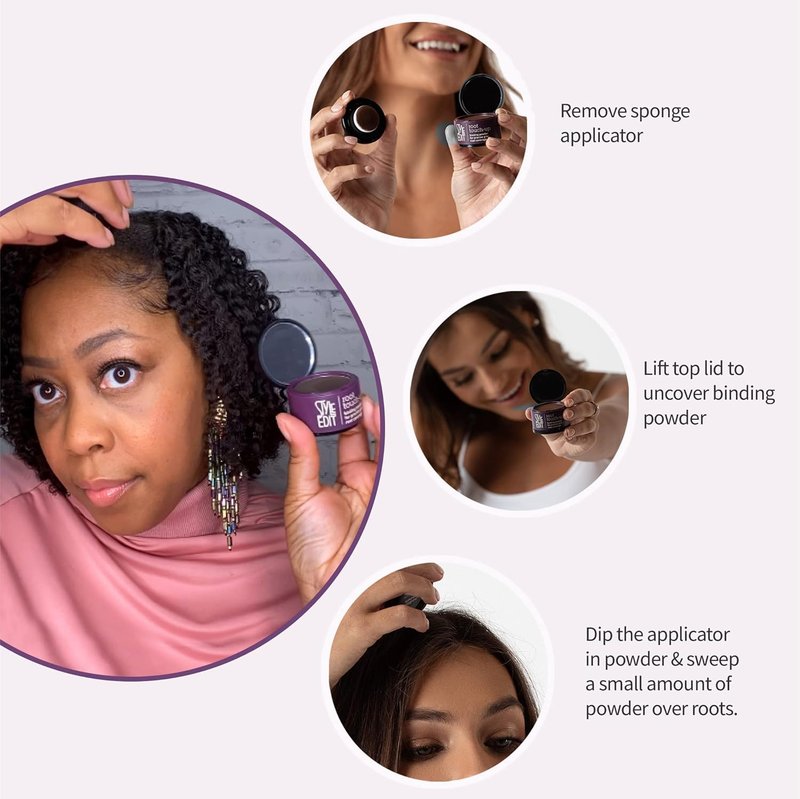 Root Touch Up Concealer Powder for Black Hair - Mineral-Infused Gray Coverage | Includes Mini Brush