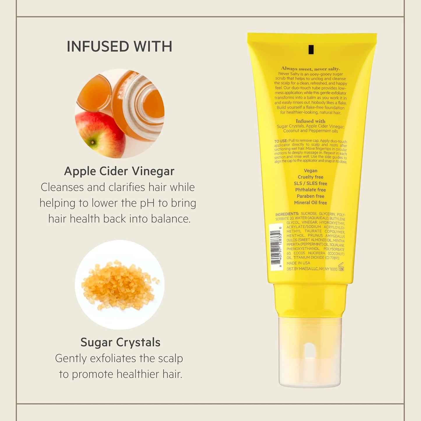 Never Salty Sugar Scalp Scrub - Exfoliating Scalp Treatment | 6.7oz (Pack of 2)