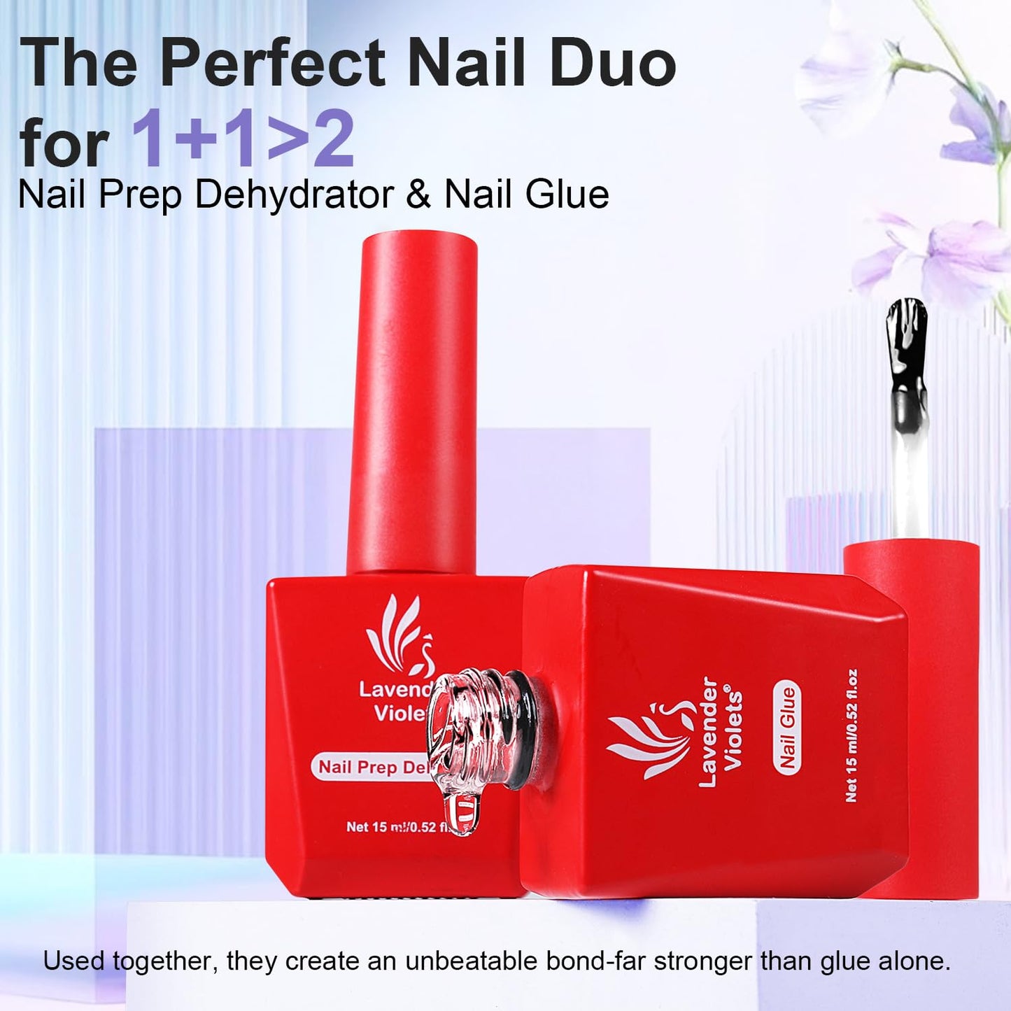 10-in-1 Gel Nail Glue & Prep Dehydrator Set - Long Lasting Adhesive for Acrylic & Press-On Nails | 15ml