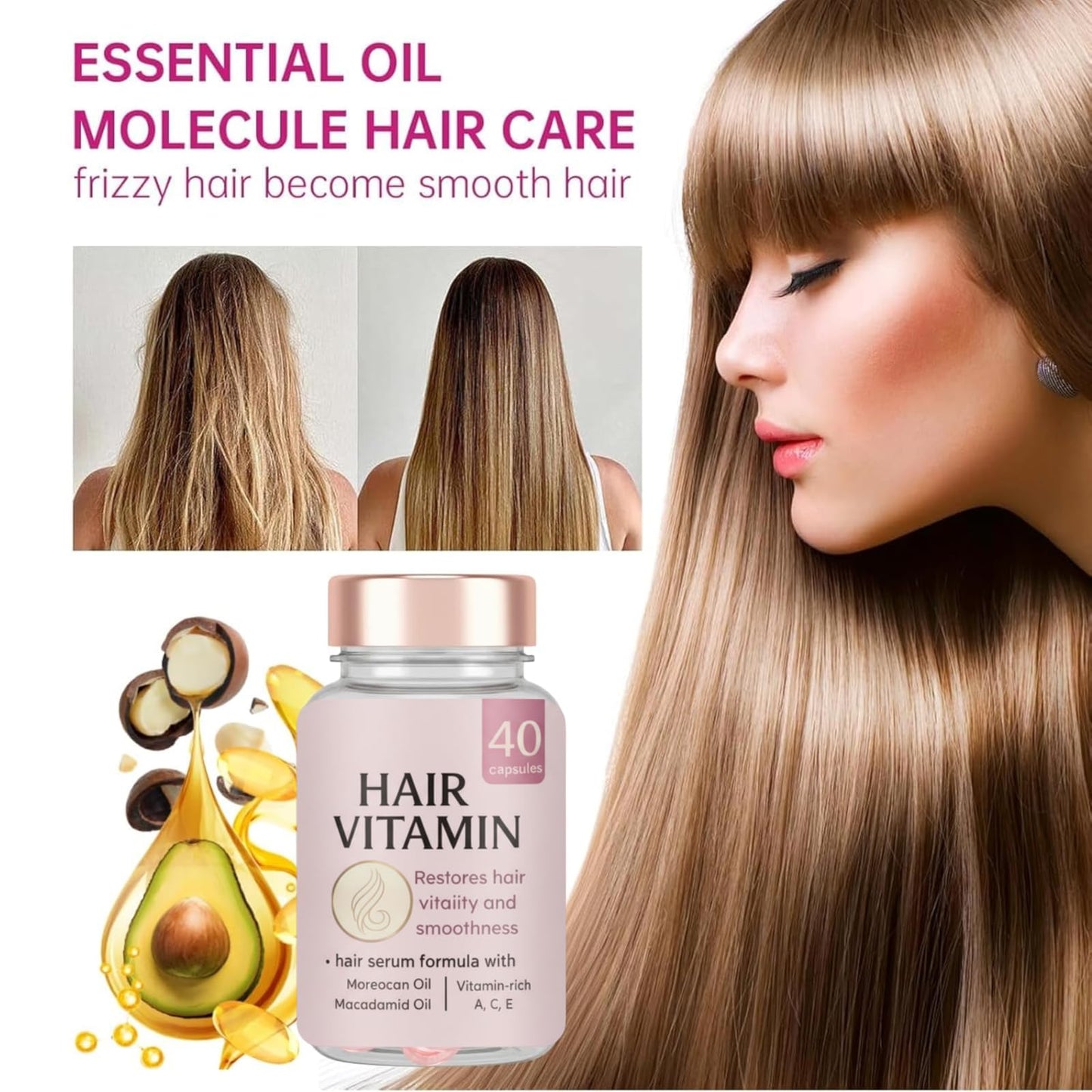 GROEI 2Pcs Onion Shampoo and Conditioner + 40Pcs Leave-in Hair Conditioner Capsules, Hydrating & Repair Kit for Dry, Damaged, and Frizzy Hair 16.78Fl Oz/496ml