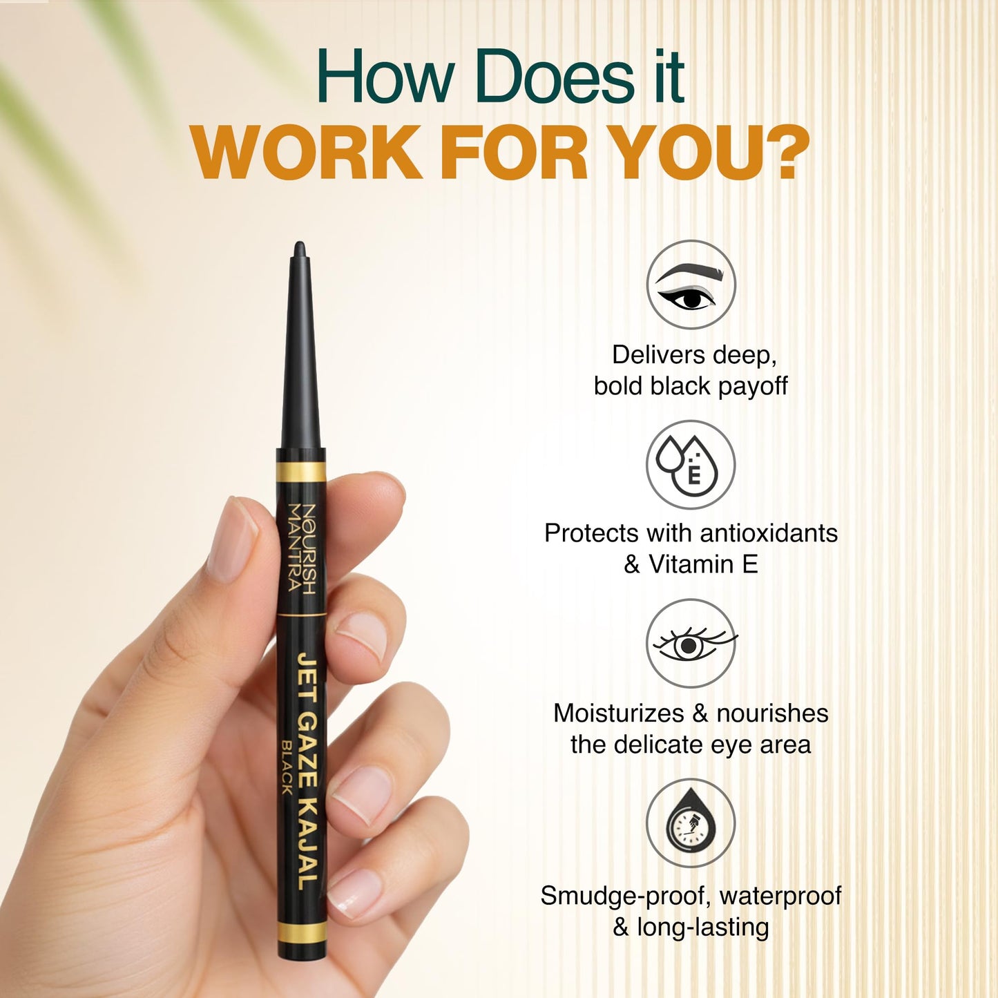 NOURISH MANTRA Jet Gaze Kajal Urban Rani - Combo - Black & Black 0.35g/ with Almond Oil, Argan Oil & Vitamin E/Intense Pigmentation/Smudge Proof/Water Proof/Long Lasting