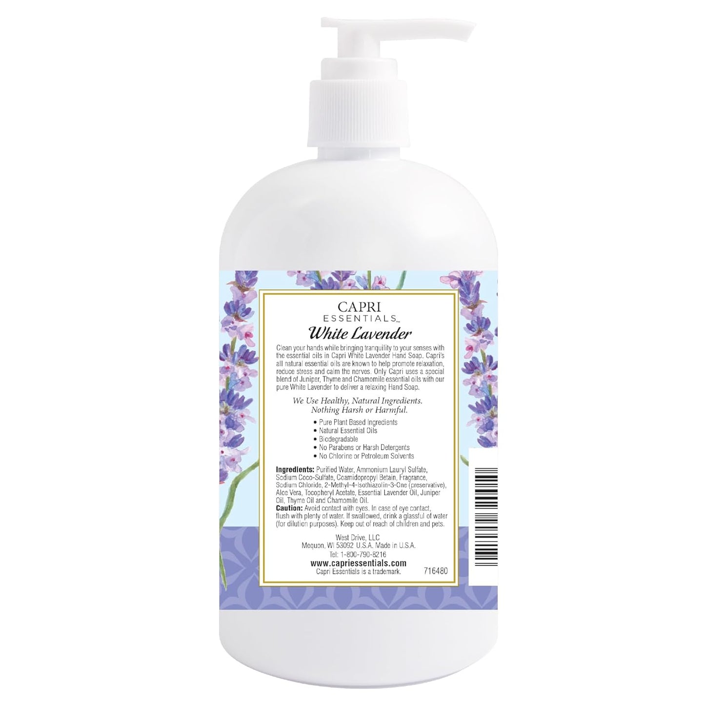 Natural Lavender Hand Soap - Plant-Based Aromatic Liquid Cleanser (16 FL Oz, 3 Pack)