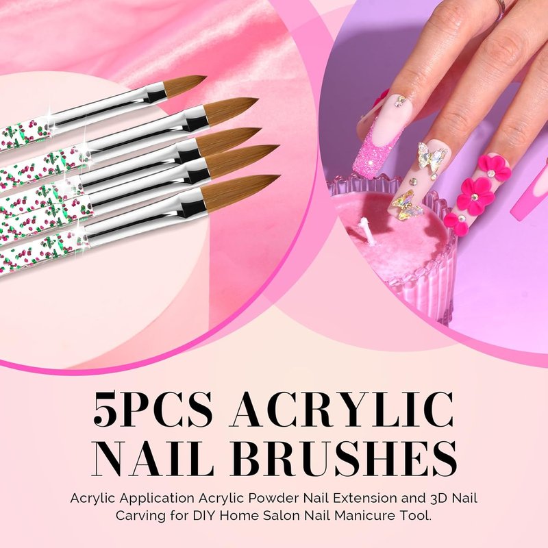 Kolinsky Acrylic Nail Brush Set - 31 Pcs Professional Nail Art Brushes | Precision Tools for Perfect Nails