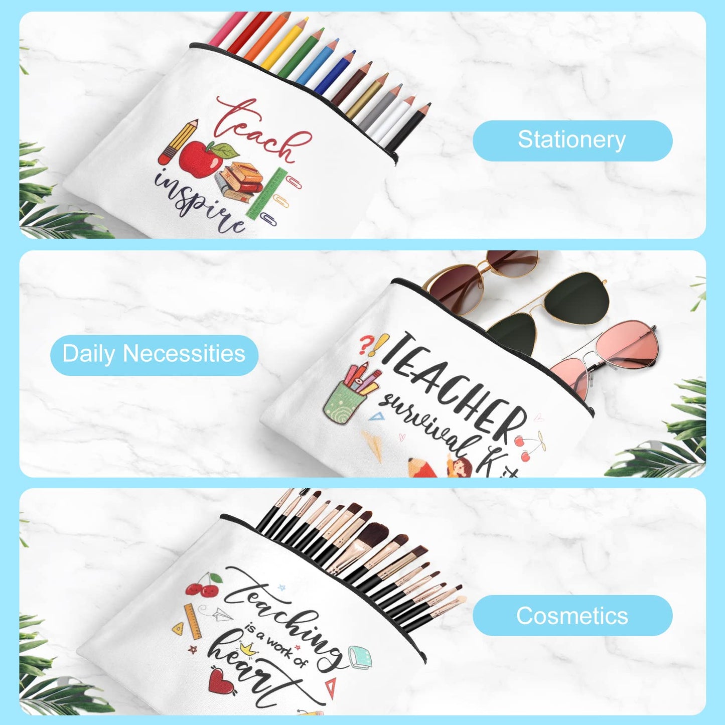 UAREHIBY 12 PCS Teacher Appreciation Gifts in Bulk,20 OZ Wine Tumbler Thank You Gifts for Women Men,Teacher Appreciation Week Gift with Keychain,Best End of Year Gift with Cosmetic Bag
