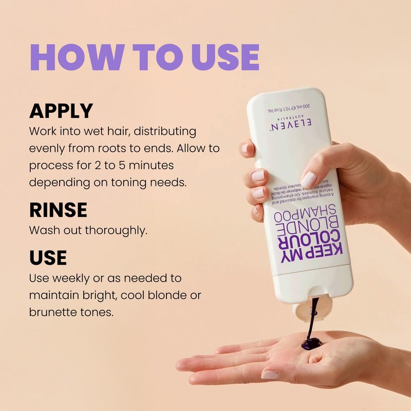 ELEVEN AUSTRALIA Keep My Colour Blonde Shampoo for Women & Men - Purple Toning Shampoo for Blonde or Color Treated Hair, Blue Base w/ Ext Violet 2, Sulfate Free, Tames Brassiness - 10.1 fl oz