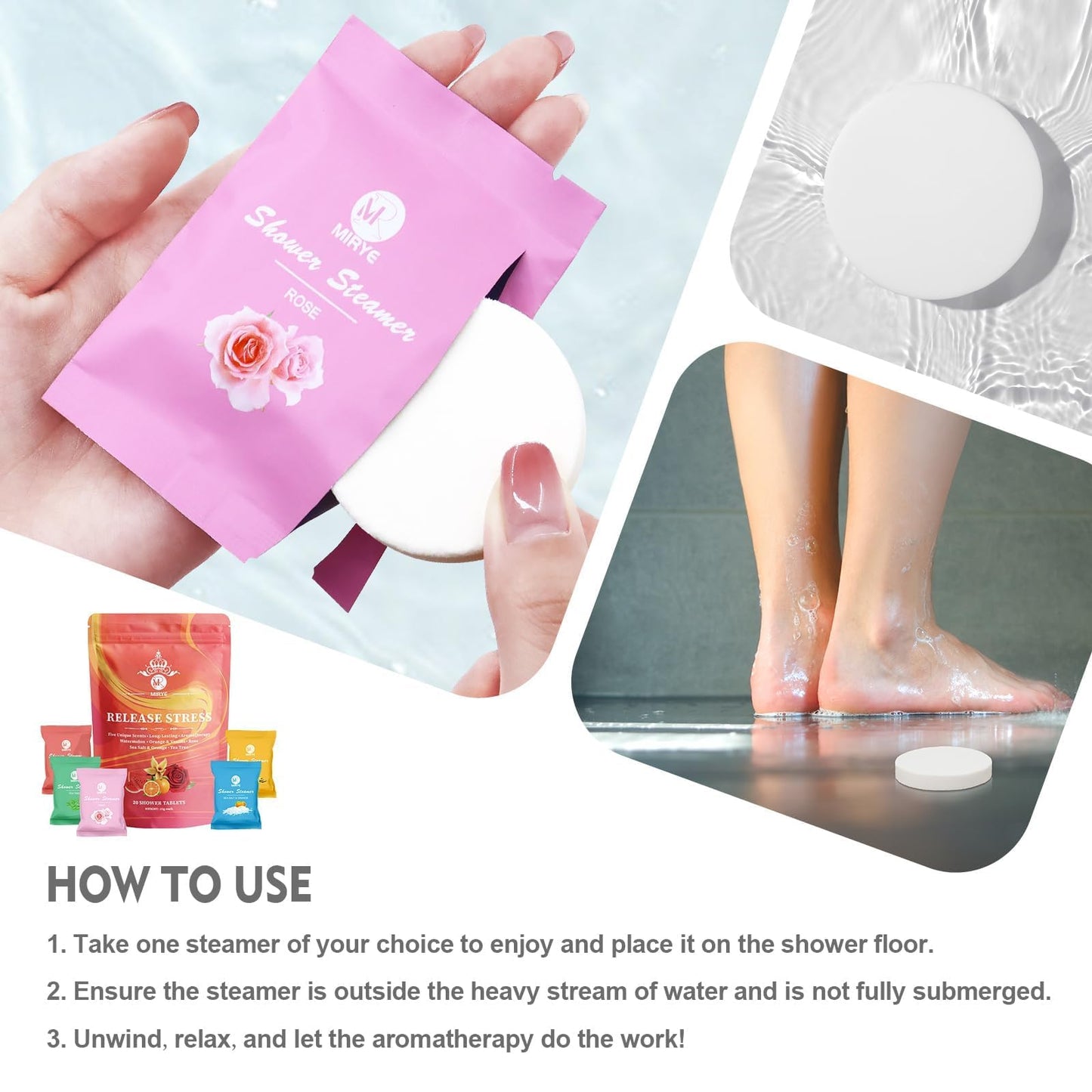 MR MIRYE Shower Steamers Aromatherapy - 20 Pack Shower Bombs Aromatherapy Birthday Gifts for Women, Organic Watermelon, Orange & Vanilla, Sea Salt & Orange, Rose, Tea Tree, Gift for Women