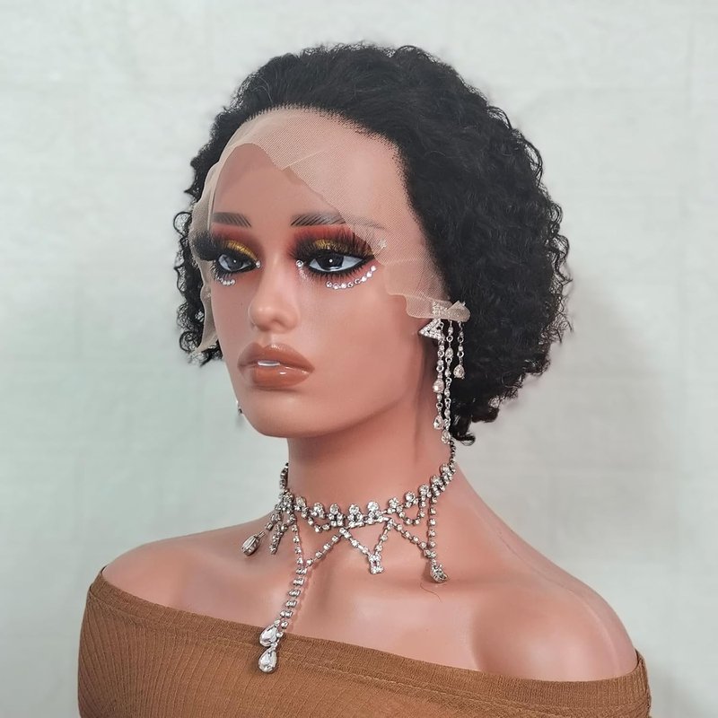 Adette 13x4 Lace Frontal Wig - Water Wave Human Hair for Black Women | Natural Black Color (12 Inch)